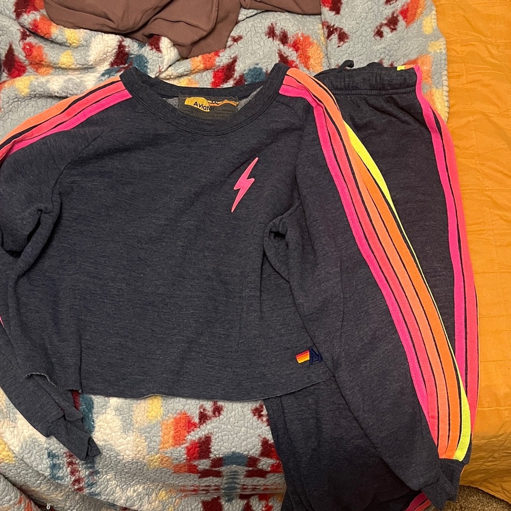 Aviator Nation Charcoal Set with Neon Stripes